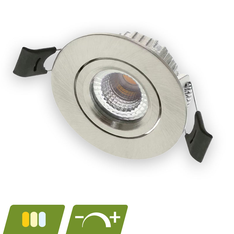 LED Inbouwspot Pollux | 5 watt | Dimbaar | CCT switch | Zilver | IP65 | Kantelbaar - Outledtl.nl